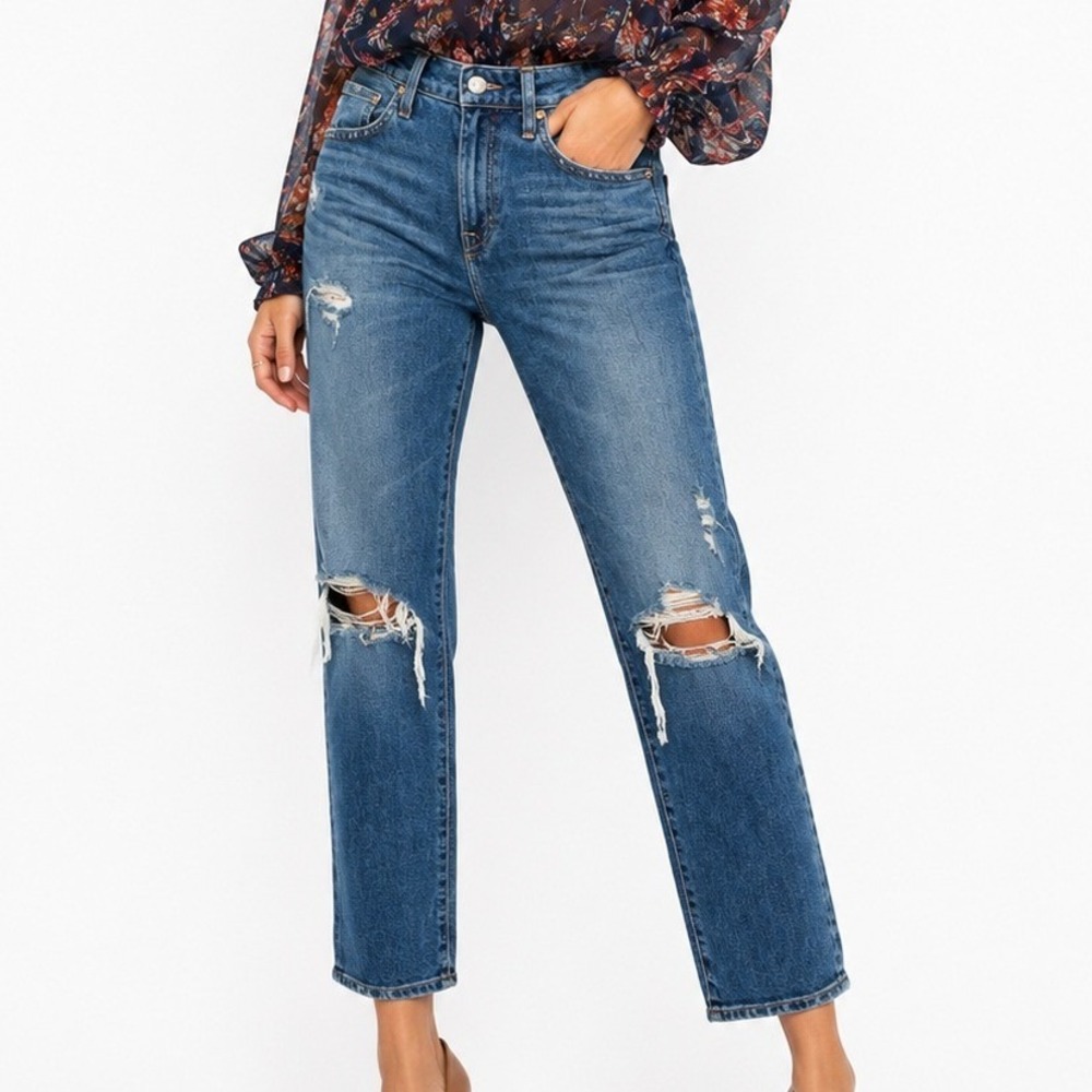 AG Adriano Goldschmied Grunge Ex-Boyfriend Slim Distressed Jeans 27R Blue